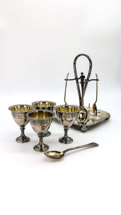 Four Egg Cups＆Spoons Tray